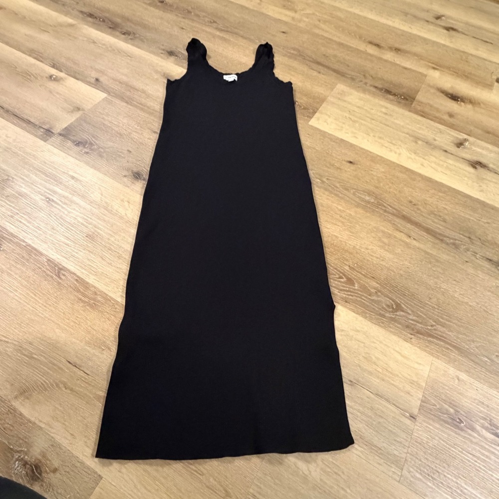 The Drop Black Ribbed Knit Sleeveless Scoop Neck Maxi Tank Dress Womens Large